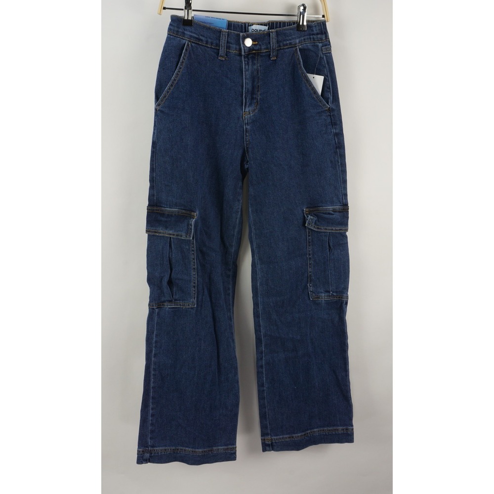 New ABOUND Bell Bottom Denim Cargo Pants Women's 26 x 30 Dark Blue Stretch Flare